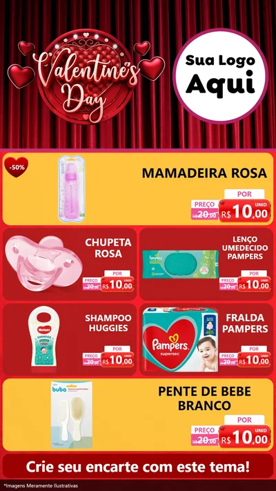 Modelo de TV para TV Vertical com o tema Valentine's Day para Bebês