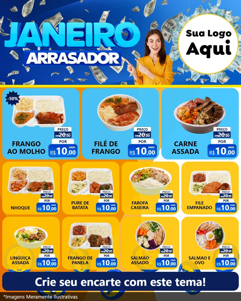 Modelo de Rede Social para Feed Instagram com o tema Janeiro Arrasador para Restaurante