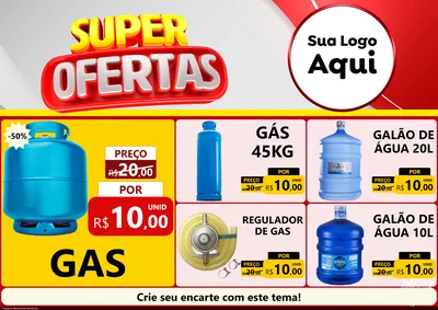 Modelo de Encarte para Encarte A4 Horizontal com o tema Super Ofertas para Água e gás