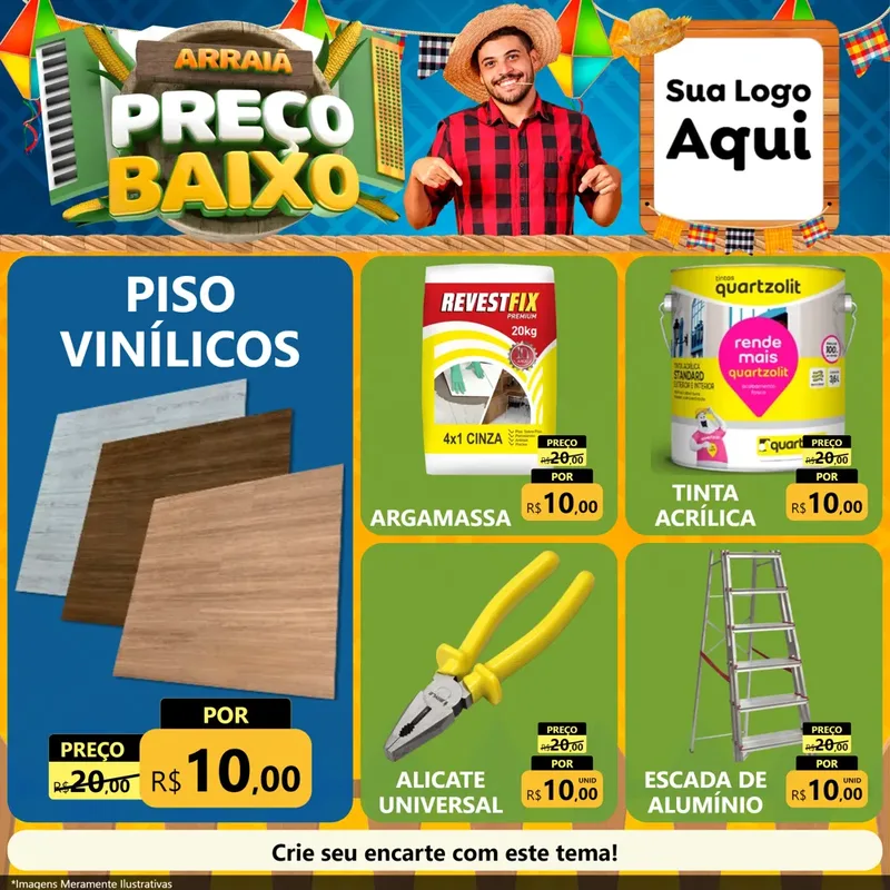 Modelo de Rede Social para Feed Facebook com o tema Arraiá de Preço Baixo - Junina para Material para Construção