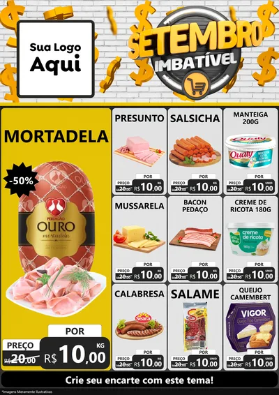 Modelo de Encarte para Encarte A4 Vertical com o tema Setembro Imbatível para Frios e Laticínios