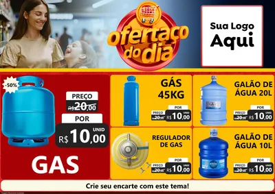 Modelo de Encarte para Encarte A4 Horizontal com o tema Ofertaço Do Dia para Água e gás