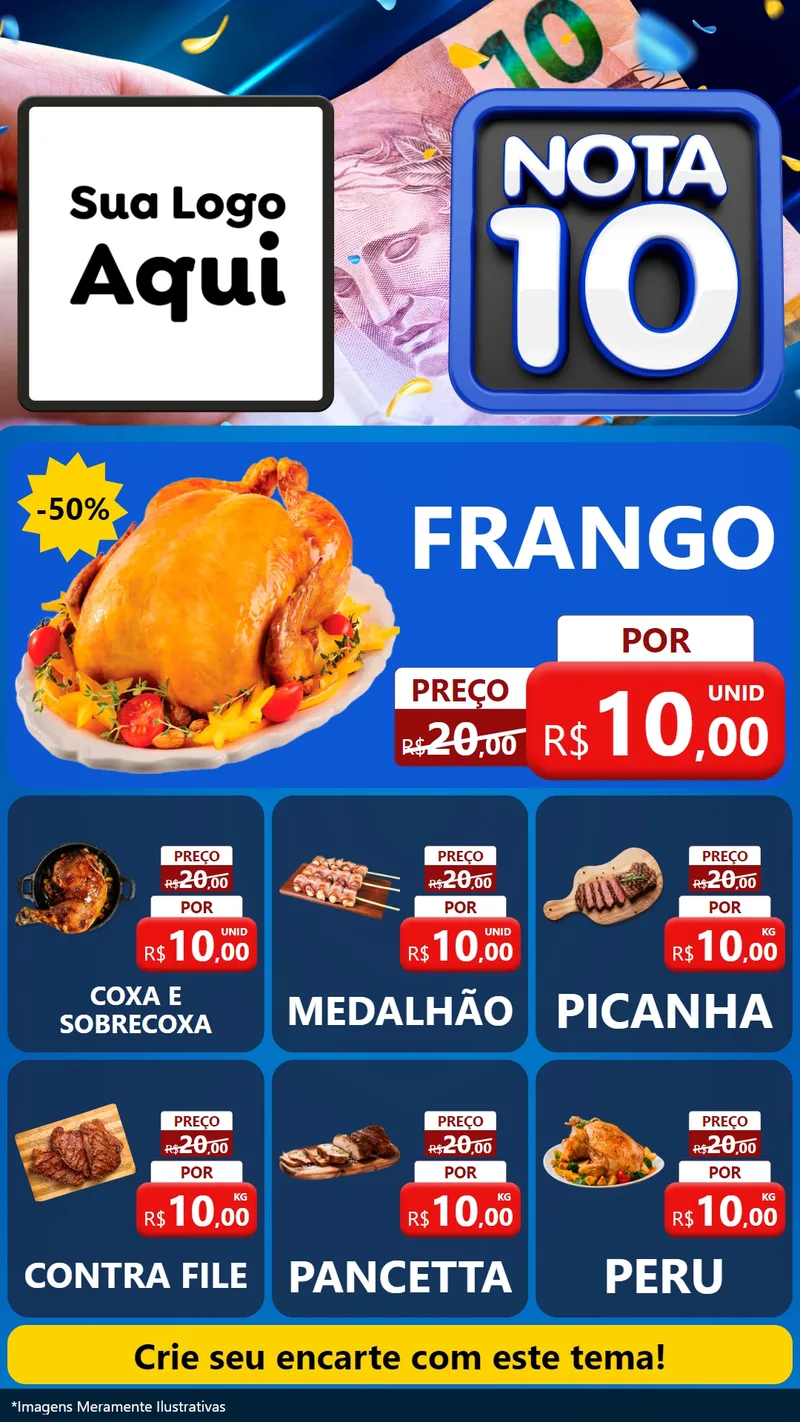 Modelo de Rede Social para Stories com o tema Nota 10 para Assados