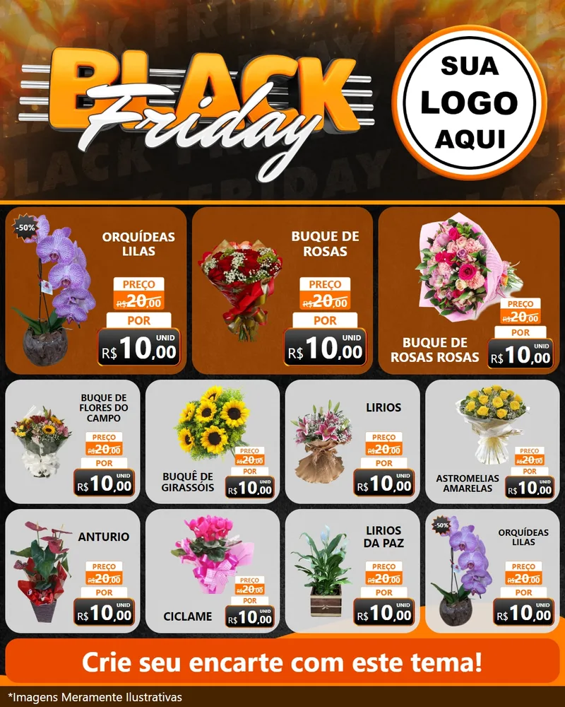 Modelo de Rede Social para Feed Instagram com o tema Black Friday para Floricultura e jardim