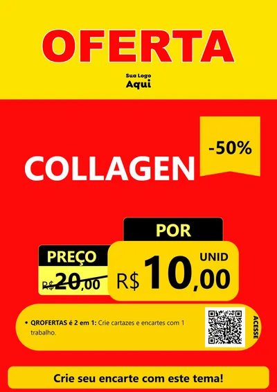 Modelo de Cartaz para Cartaz A4 Vertical com o tema OFERTA - Vermelho Cartaz para Suplementos alimentares