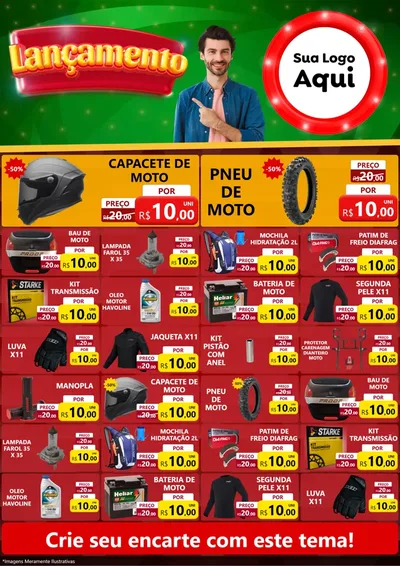 Modelo de Encarte para Encarte A4 Vertical com o tema Lançamento para Moto peças