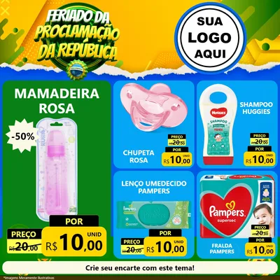 Modelo de Rede Social para Feed Facebook com o tema Feriado da Proclamação da República para Bebês