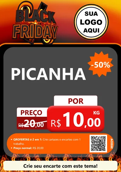Modelo de Cartaz para Cartaz A4 Vertical com o tema Black Friday para Açougue