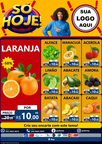 Modelo de Encarte para Encarte A4 Vertical com o tema Só Hoje! para Hortifrúti