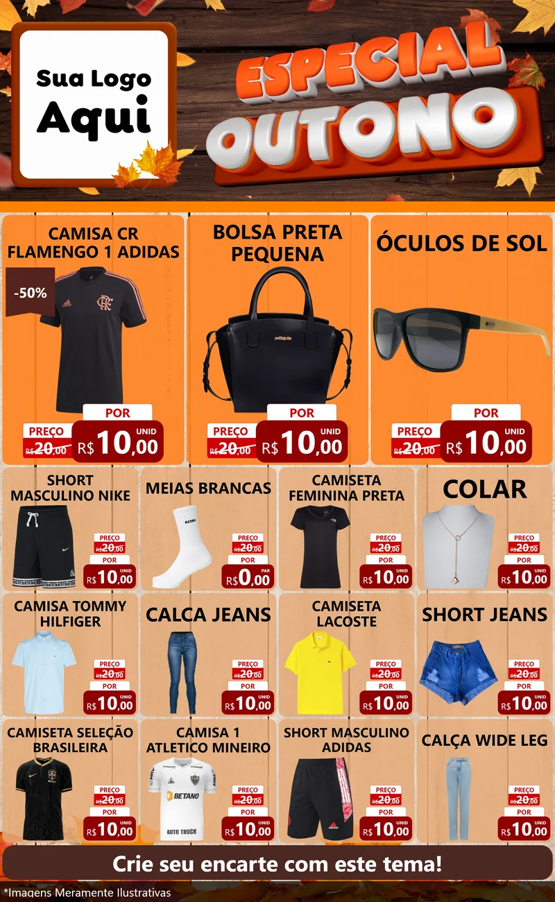 Modelo de Encarte para Encarte Grande com o tema Especial Outono para Roupas e acessórios