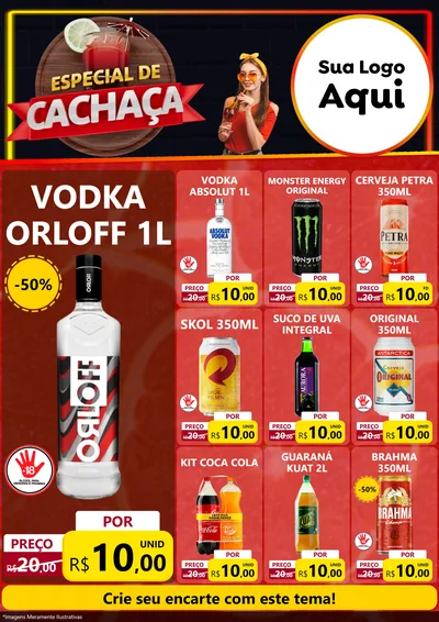 Modelo de Encarte para Encarte A4 Vertical com o tema Especial de Cachaça para Distribuidora de bebidas