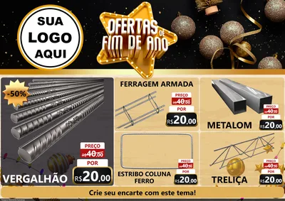Modelo de Encarte para Encarte A4 Horizontal com o tema Ofertas de Fim de Ano para Ferragens