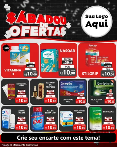 Modelo de Rede Social para Feed Instagram com o tema Sabadou de Ofertas para Farmácia