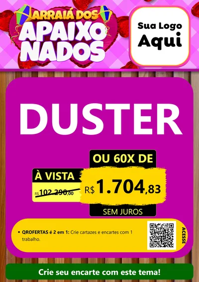 Modelo de Cartaz para Cartaz A4 Vertical com o tema Arraiá dos Apaixonados para Concessionaria de Carros