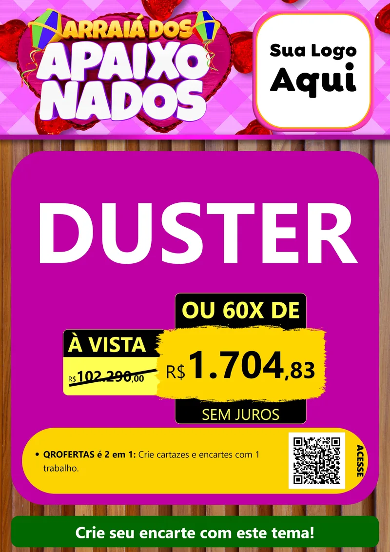 Modelo de Cartaz para Cartaz A4 Vertical com o tema Arraiá dos Apaixonados para Concessionaria de Carros