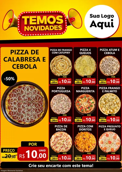 Modelo de Encarte para Encarte A4 Vertical com o tema Temos Novidades para Pizzaria