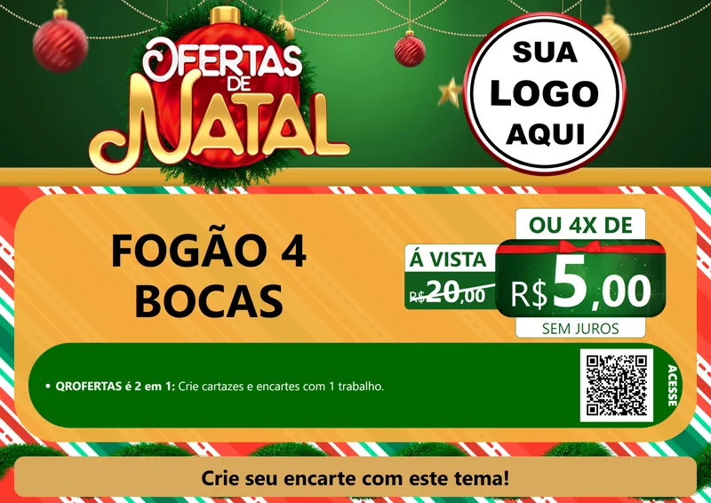 Modelo de Cartaz para Cartaz A4 Horizontal com o tema Ofertas de Natal para Móveis e Eletro