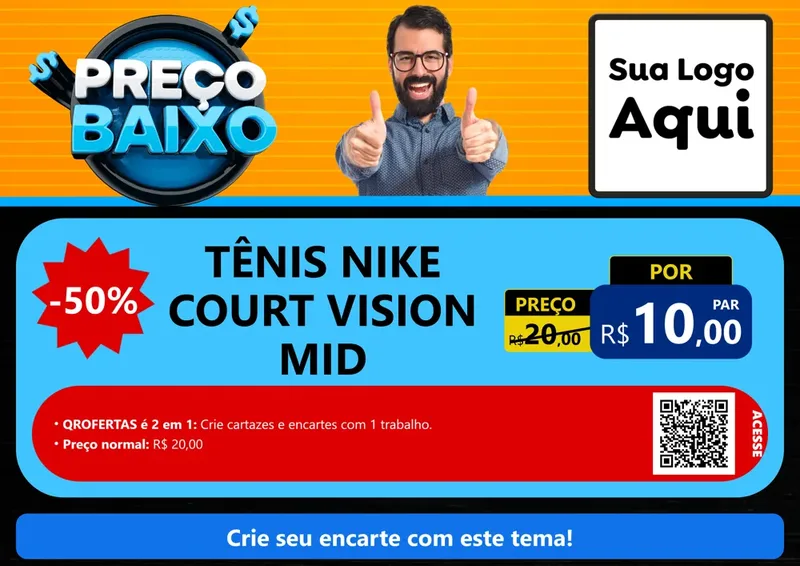 Modelo de Cartaz para Cartaz A4 Horizontal com o tema Preço Baixo para Calçados