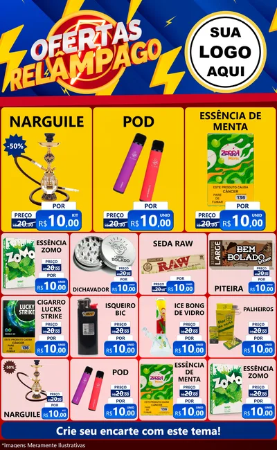Modelo de Encarte para Encarte Grande com o tema Ofertas Relâmpago para Tabacaria