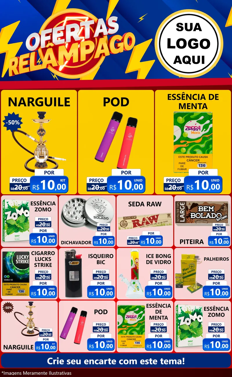 Modelo de Encarte para Encarte Grande com o tema Ofertas Relâmpago para Tabacaria