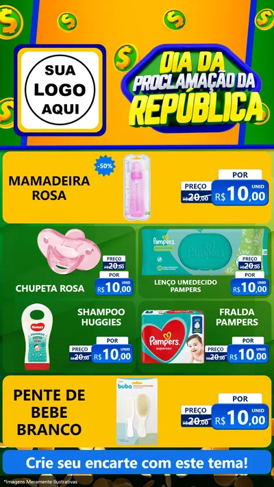 Modelo de TV para TV Vertical com o tema Dia Da Proclamação da República para Bebês