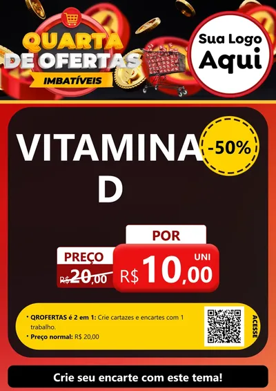 Modelo de Cartaz para Cartaz A4 Vertical com o tema Quarta de Ofertas Imbatíveis para Farmácia