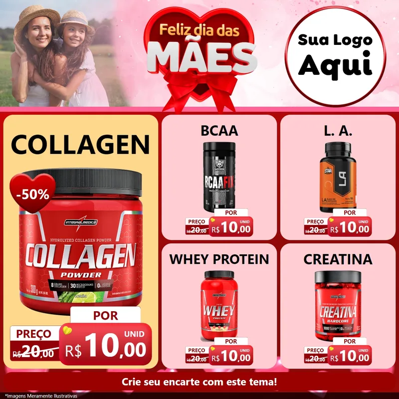 Modelo de Rede Social para Feed Facebook com o tema Feliz Dia Das Mães para Suplementos alimentares