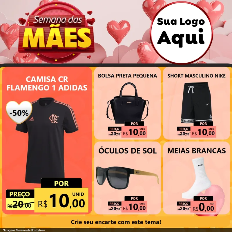 Modelo de Rede Social para Feed Facebook com o tema Semana das Mães para Roupas e acessórios