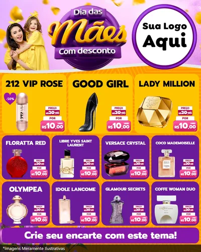 Modelo de Rede Social para Feed Instagram com o tema Dia das Mães com Desconto para Perfumes