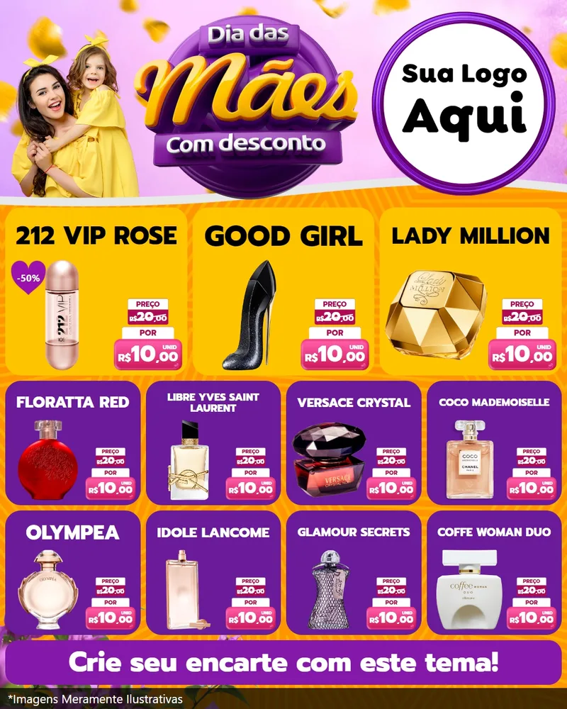 Modelo de Rede Social para Feed Instagram com o tema Dia das Mães com Desconto para Perfumes
