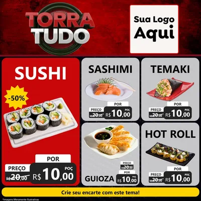 Modelo de Rede Social para Feed Facebook com o tema Torra Tudo para Comida japonesa