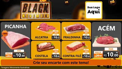 Modelo de TV para TV Horizontal com o tema Black November para Açougue