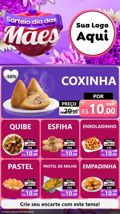 Modelo de Rede Social para Stories com o tema Sorteio Dia das Mães para Salgadaria