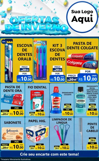 Modelo de Encarte para Encarte Grande com o tema Ofertas de Inverno para Higiene Pessoal