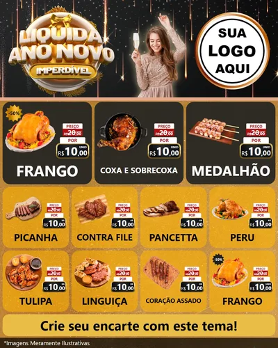 Modelo de Rede Social para Feed Instagram com o tema Liquida Ano Novo Imperdível para Assados