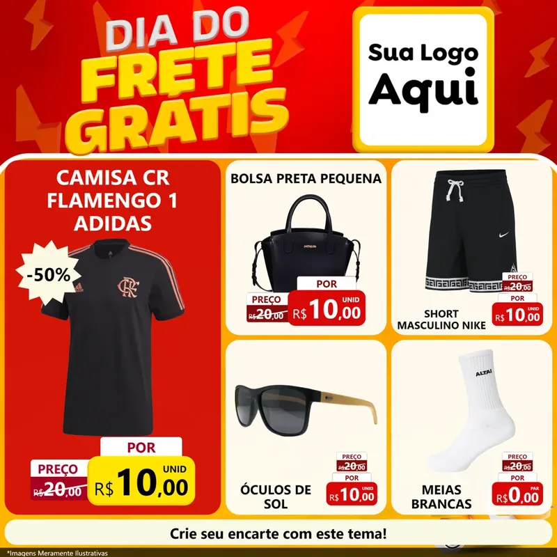 Modelo de Rede Social para Feed Facebook com o tema Dia do Frete Grátis para Roupas e acessórios