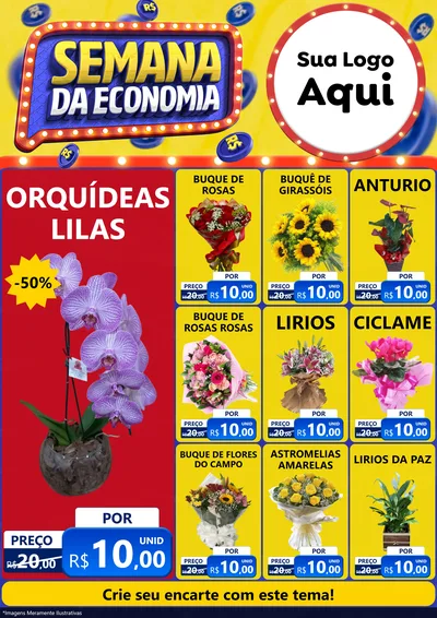 Modelo de Encarte para Encarte A4 Vertical com o tema Semana da Economia para Floricultura e jardim
