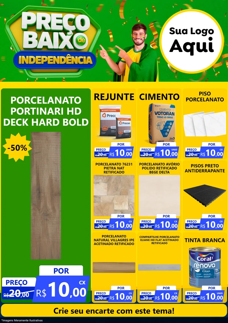 Modelo de Encarte para Encarte A4 Vertical com o tema Preço Baixo de Independência para Pisos e revestimentos