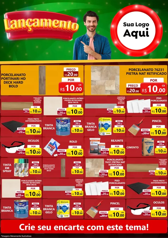 Modelo de Encarte para Encarte A4 Vertical com o tema Lançamento para Pisos e revestimentos