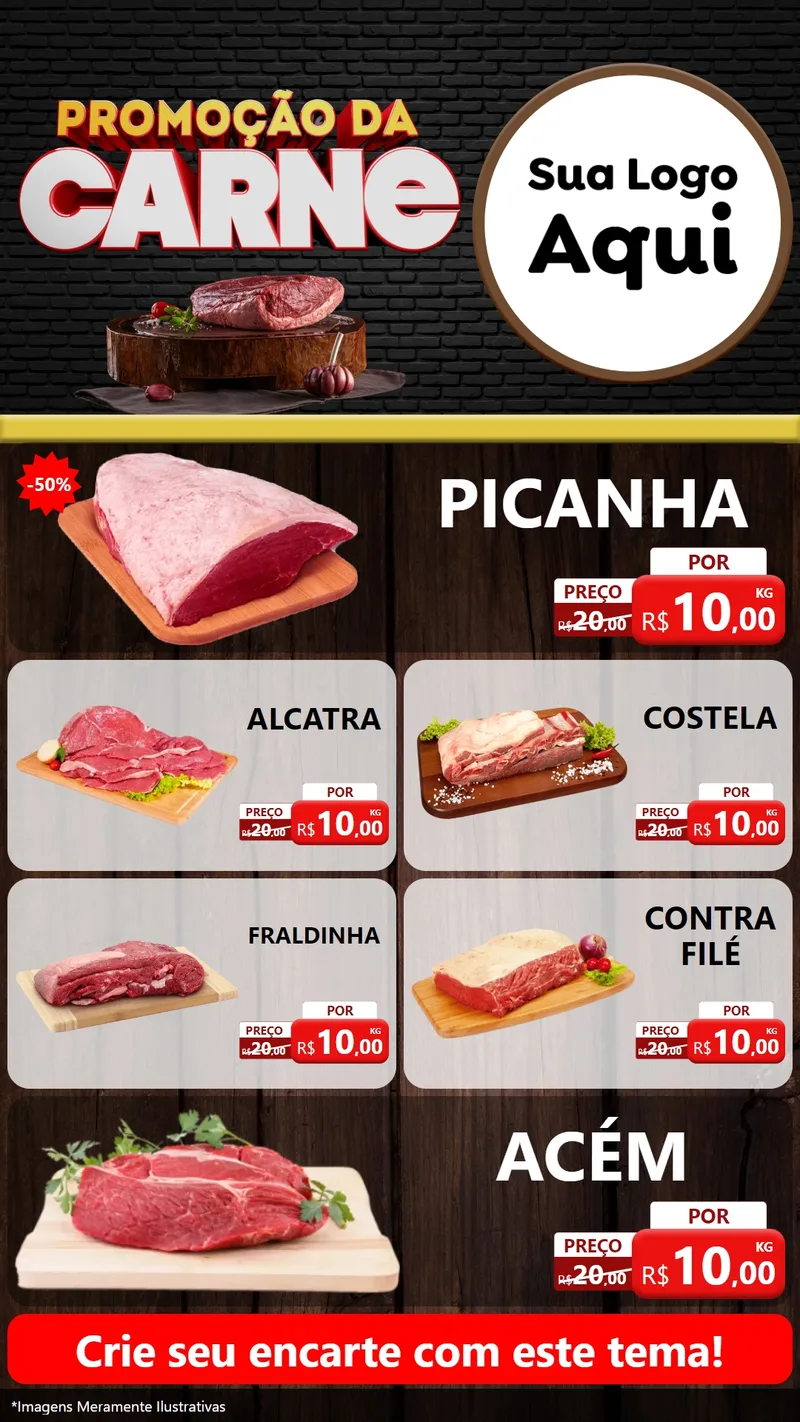 Modelo de TV para TV Vertical com o tema Promoção da Carne para Açougue