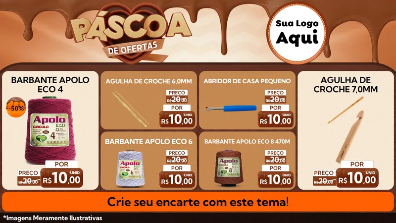 Modelo de TV para TV Horizontal com o tema Páscoa de Ofertas para Armarinho e Aviamentos