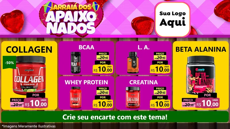 Modelo de TV para TV Horizontal com o tema Arraiá dos Apaixonados para Suplementos alimentares