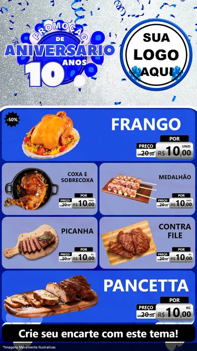 Modelo de TV para TV Vertical com o tema Promoção de Aniversário - 10 Anos para Assados