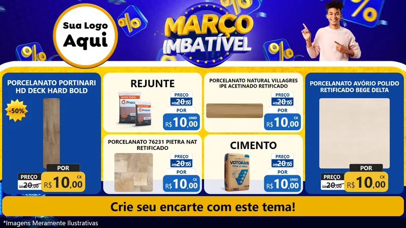 Modelo de TV para TV Horizontal com o tema Março Imbatível para Pisos e revestimentos