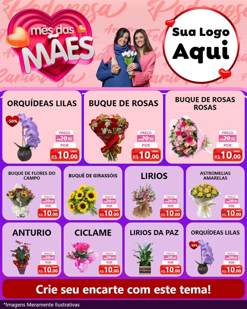 Modelo de Rede Social para Feed Instagram com o tema Mês Das Mães para Floricultura e jardim