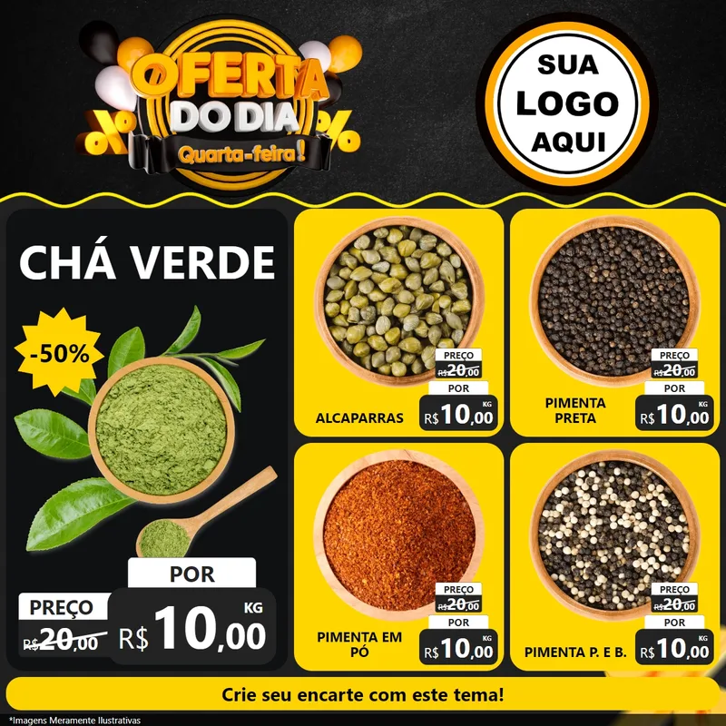 Modelo de Rede Social para Feed Facebook com o tema Oferta do Dia - Quarta Feira! para Produtos Naturais