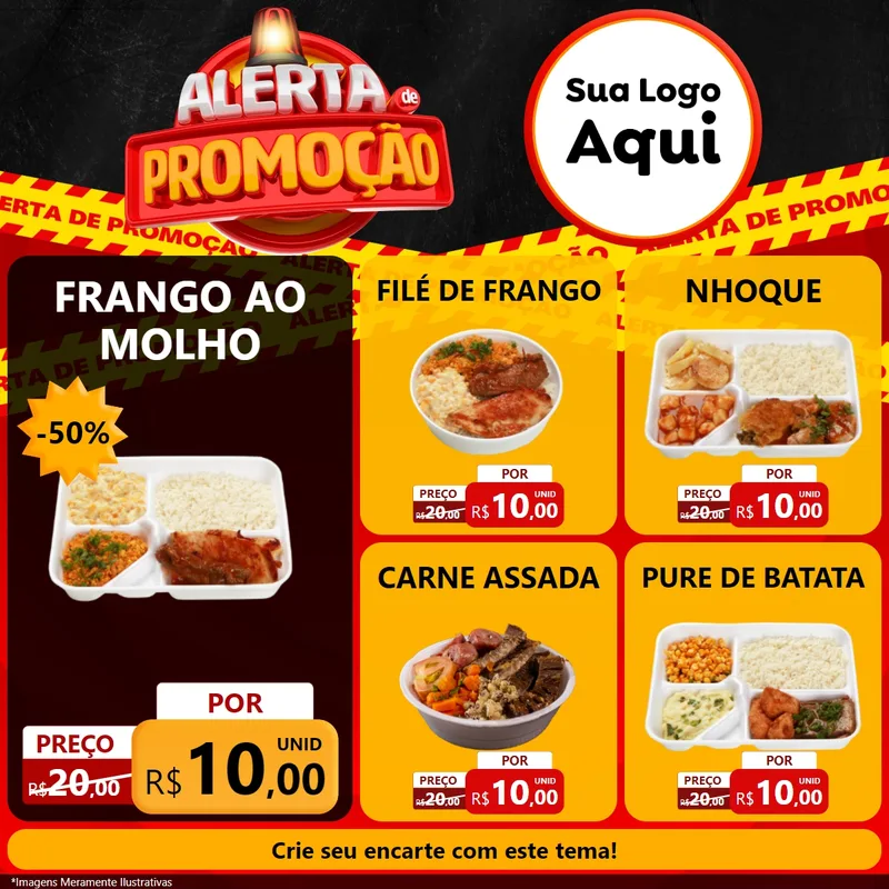 Modelo de Rede Social para Feed Facebook com o tema Alerta de Promoção para Restaurante