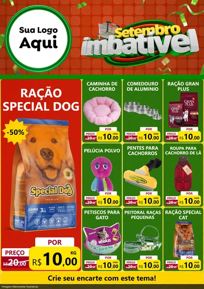 Modelo de Encarte para Encarte A4 Vertical com o tema Setembro Imbatível para Pet Shop