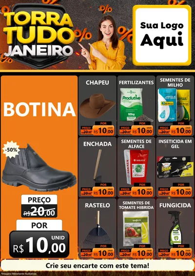 Modelo de Encarte para Encarte A4 Vertical com o tema Torra Tudo Janeiro para Agropecuária