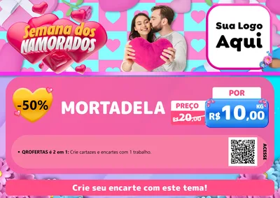 Modelo de Cartaz para Cartaz A4 Horizontal com o tema Semana dos Namorados para Frios e Laticínios